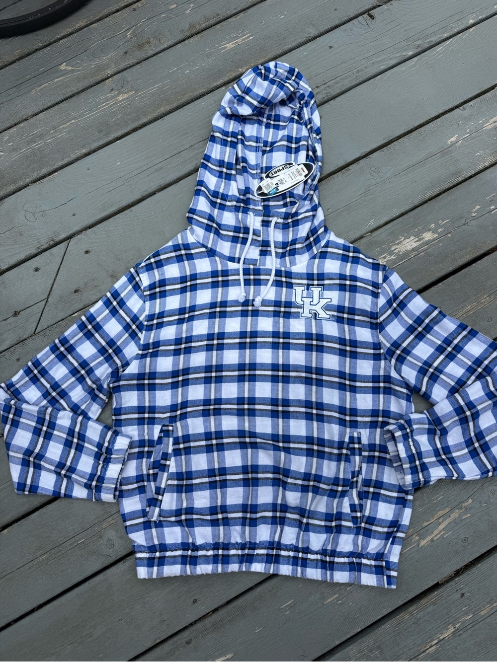 NWT University of Kentucky Wildcat Flannel Plaid Hoodie Top Small
